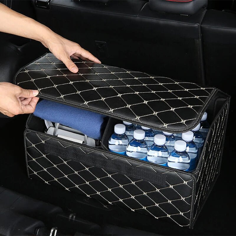 Car Trunk Organiser / Storage Box Pvc Material 7D Design Medium Size Black Standard Quality (China)