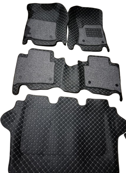 Car Floor Mat 9D Fortuner 2018 Toyota Black Pvc Beige Stitch Black/Grey Grass 04 Pcs/Set Premium Quality (China)