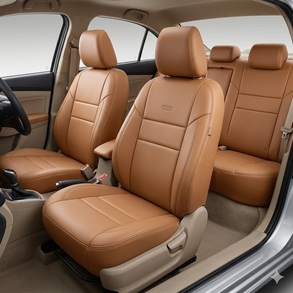 Auto Leather Type Seat Cover M/C Oem Design Custom Fitting Honda City 2018 black Brown 09 Pcs/Set