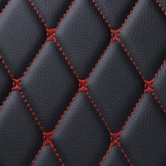 Car Floor Leather Type Rexene Matting 7D Design Custom Fitting Toyota Revo 2016-2020 Black/Red Standard Quality Red Stitch