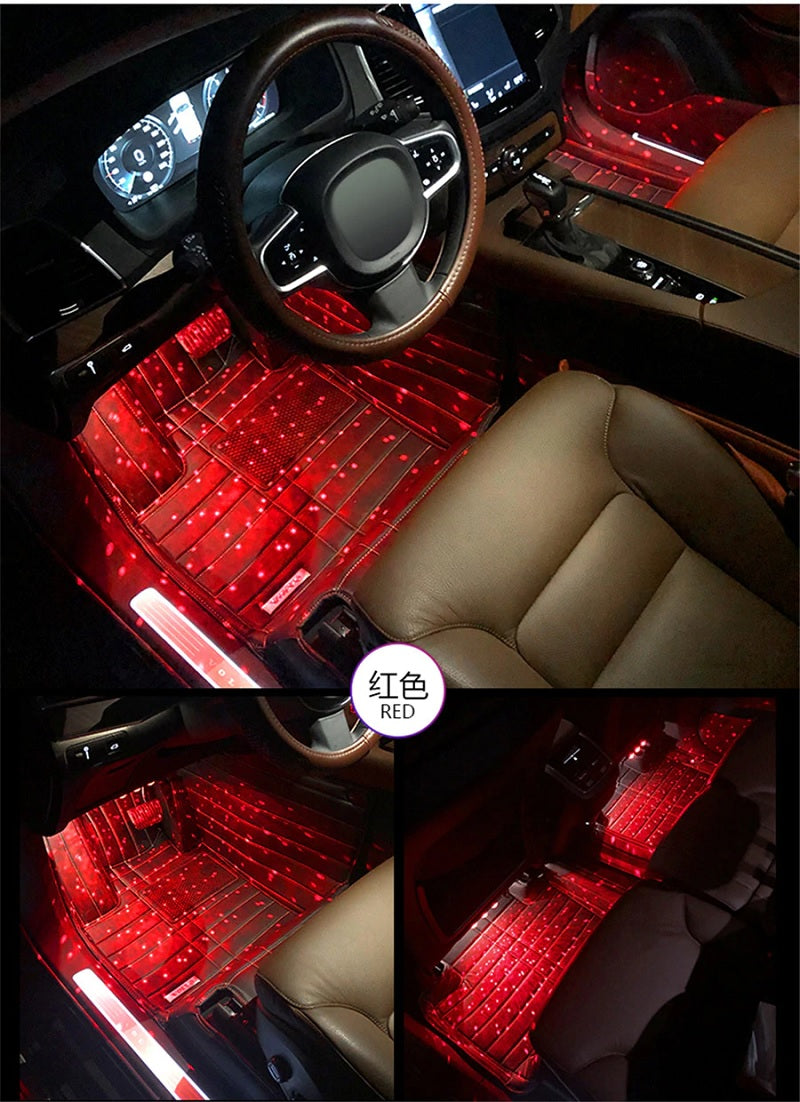 Car Interior Led Atmosphere Light (Strip) Led Type Round Shape With Remote 01 Pc/Set Plastic Housing Colour Box Pack Rgb (China)