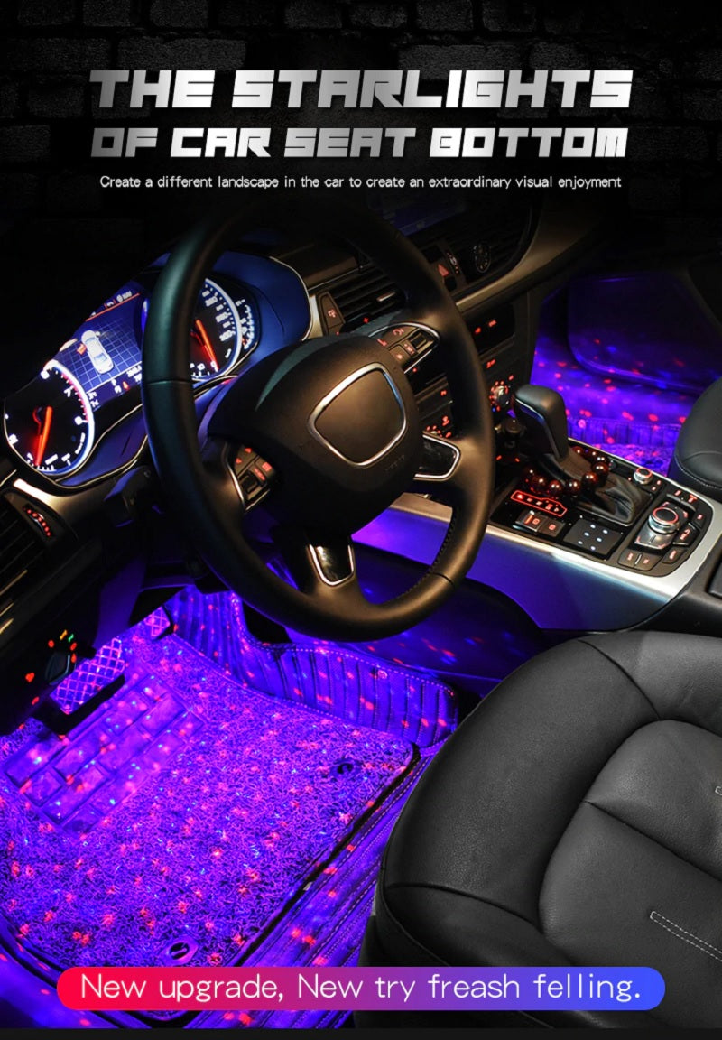 Car Interior Led Atmosphere Light (Strip) Led Type Round Shape With Remote 01 Pc/Set Plastic Housing Colour Box Pack Rgb (China)