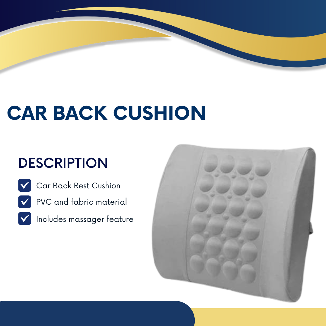 Car Back Rest Cushion Pvc/Fabric/Massager Type Large Size Grey 01 Pc/Pack Pvc Bag Pack (China)