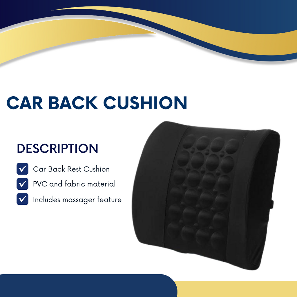 Car Back Rest Cushion Pvc/Fabric/Massager Type Large Size Black 01 Pc/Pack Pvc Bag Pack (China)