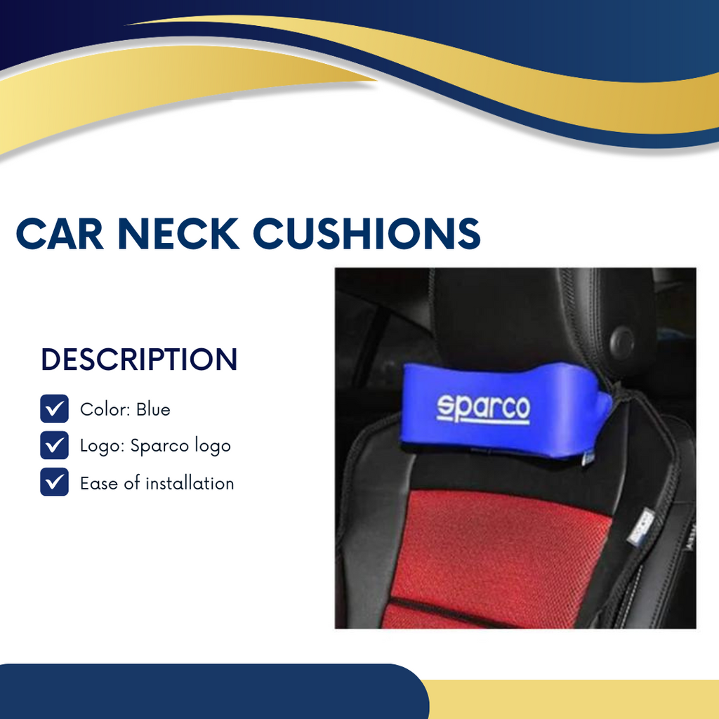 Car Neck Rest Cushions Pvc Leather Material Sparco Logo 01 Pc/Set Blue Blister Pack (China)