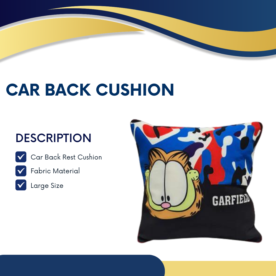 Car Back Rest Cushion Fabric Material Garfield Cartoon Design Large Size Black 01 Pc/Pack Pvc Bag Pack Fy-3945 (China)