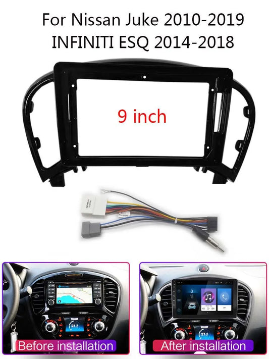 Car In Dash Touch Screen / Android Pannel / Tab Frame Only Nissan Juke 2010-2018 9" Matt Black W/Wiring (China)