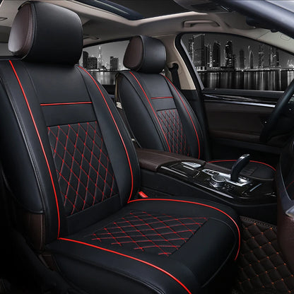 Auto Leather Type Seat Cover M/B Custom Design Custom Fitting Suzuki Vitara 2021 Black Colour Red Stitch  12 Pcs/Set