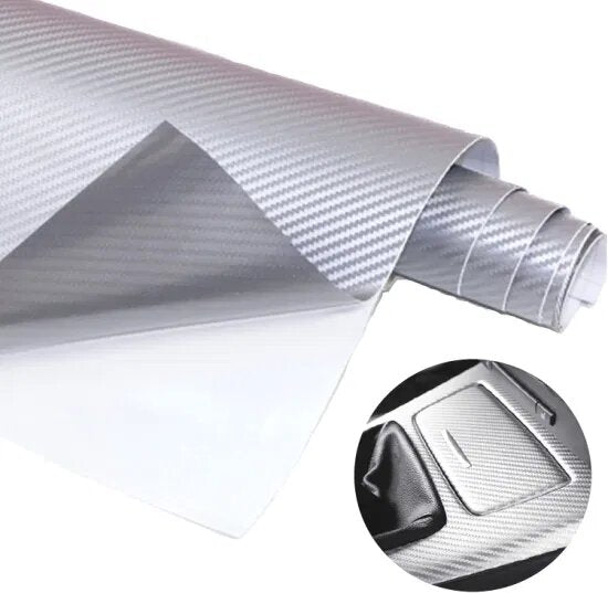 Automotive Self Adhesive Carbon Fiber Film For Car Body Silver Carbon 12" Width Per Sqft (China)