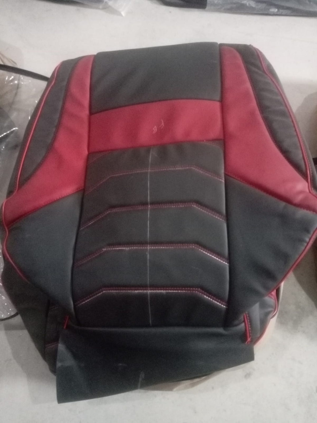 Auto Leather Type Seat Cover M/C Oem Design Custom Fitting Honda City 2018 Black Colour Red Stitch Red Border 09 Pcs/Set