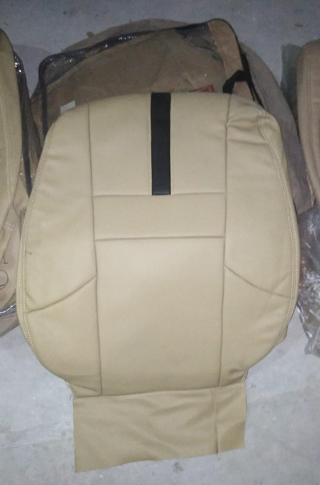 Auto Leather Type Seat Cover M/C A3 Design Custom Fitting Honda City 2018 Beige Colour Beige Stitch 09 Pcs/Set