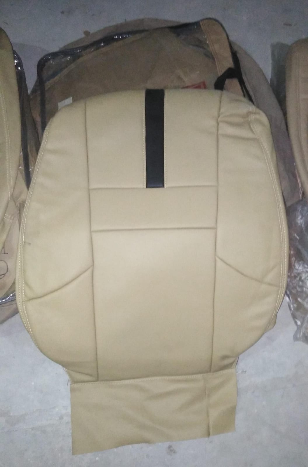 Auto Leather Type Seat Cover M/C A3 Design Custom Fitting Honda City 2018 Beige Colour Beige Stitch 09 Pcs/Set