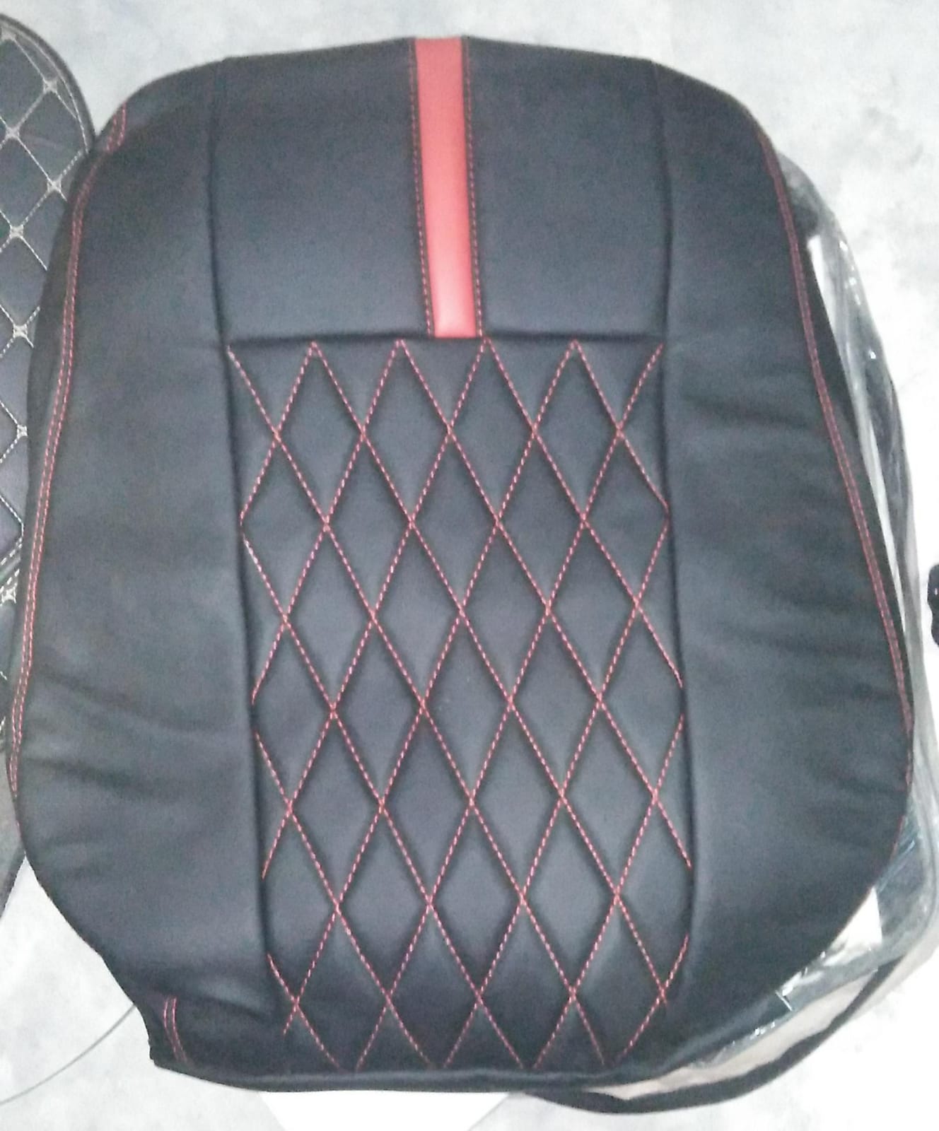 Auto Leather Type Seat Cover M/E Custom Design Custom Fitting Honda Civic 2009 Black Colour Red Stitch 11 Pcs/Set