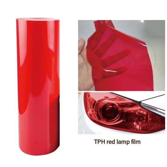 Automotive Self Adhesive Lamp Protective Film For Head And Tail Lamps Red Transparent 12" Width Per Sqft (China)