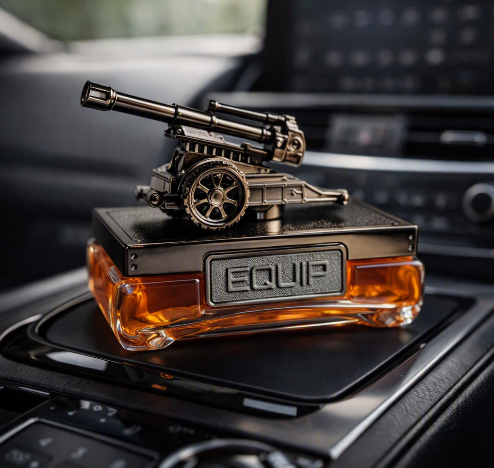 Car Perfume Glass Bottle / Canon Design Copper/Chrome Housing Orange Fragrance Large Size Colour Box Pack Fy-2949 (China)