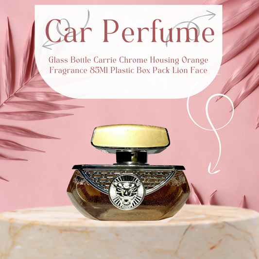 Car Perfume Glass Bottle Carrie Chrome Housing  Orange Fragrance  85Ml Plastic Box Pack  Lion Face Fy-7312 (China)