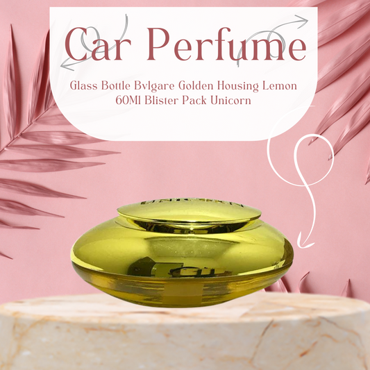 Car Perfume Glass Bottle Bvlgare Golden Housing Lemon  60Ml Blister Pack Unicorn Ft-120 (China)