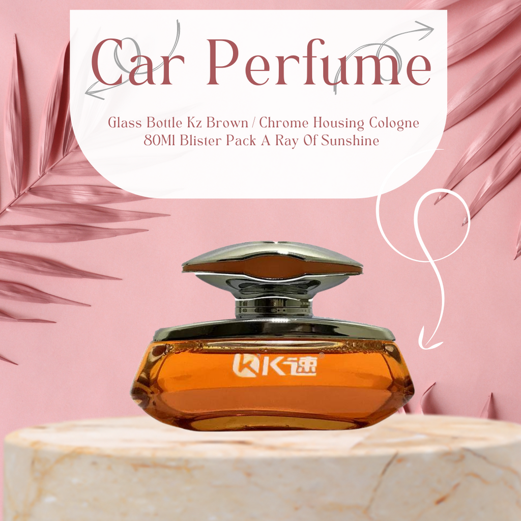 Car Perfume Glass Bottle Kz Brown/Chrome Housing Cologne 80Ml Blister Pack A Ray Of Sunshine (China)