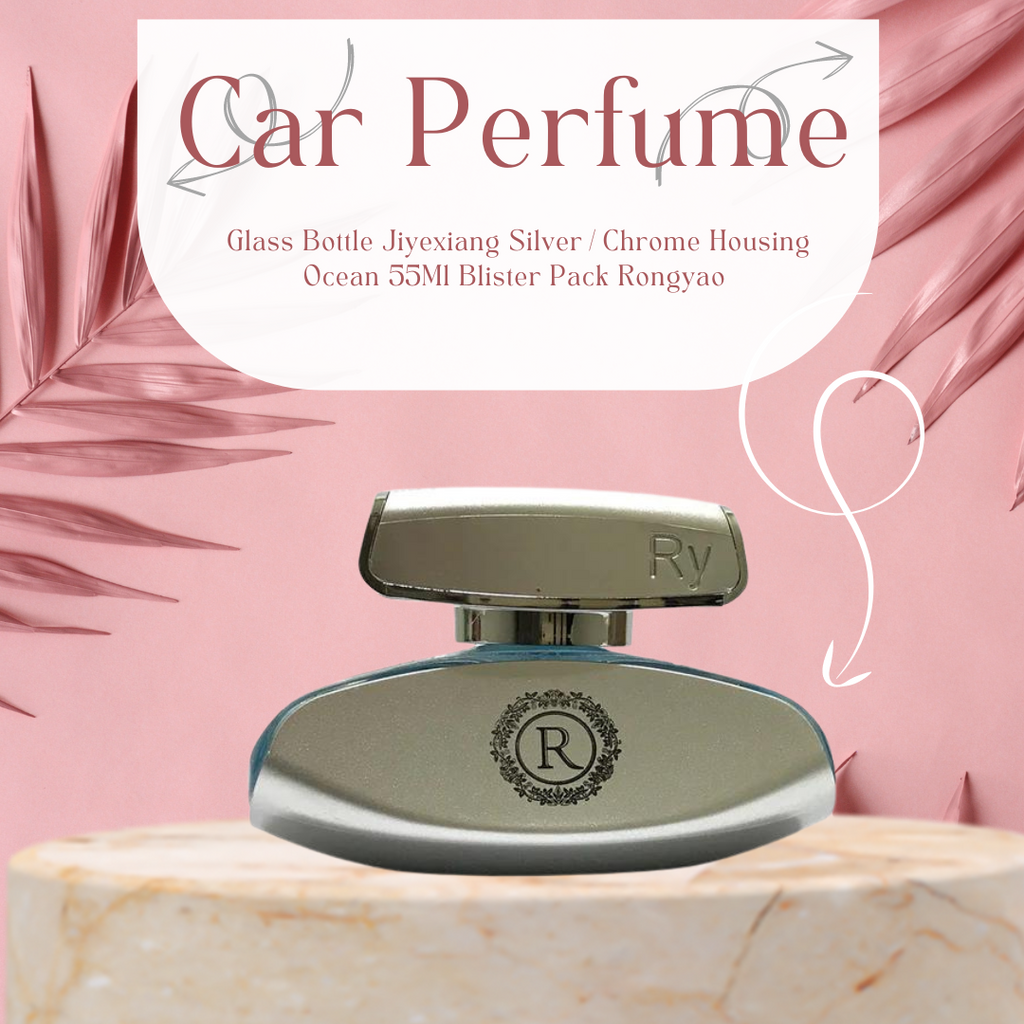 Car Perfume Glass Bottle Jiyexiang Silver/Chrome Housing Ocean 55Ml Blister Pack Rongyao Fy-7328 (China)