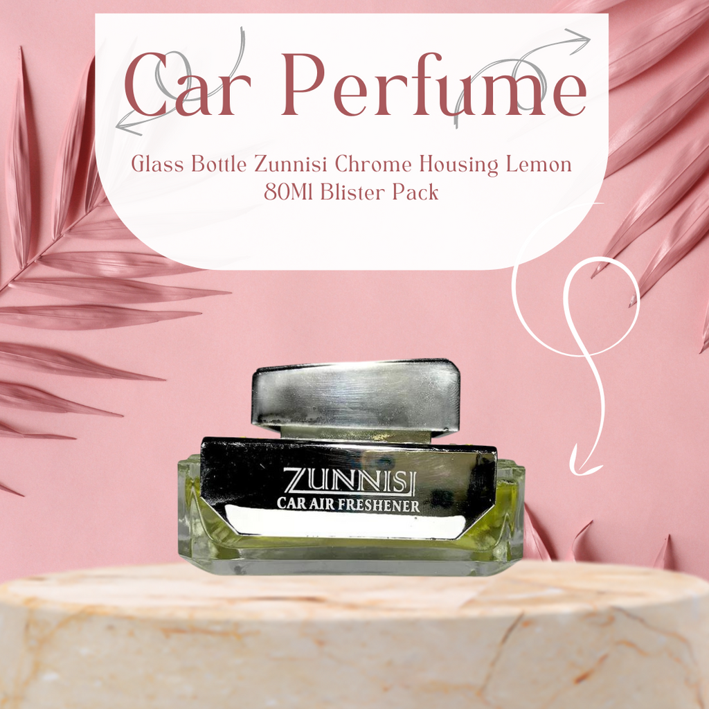 Car Perfume Glass Bottle Zunnisi Chrome Housing Lemon 80Ml Blister Pack (China)