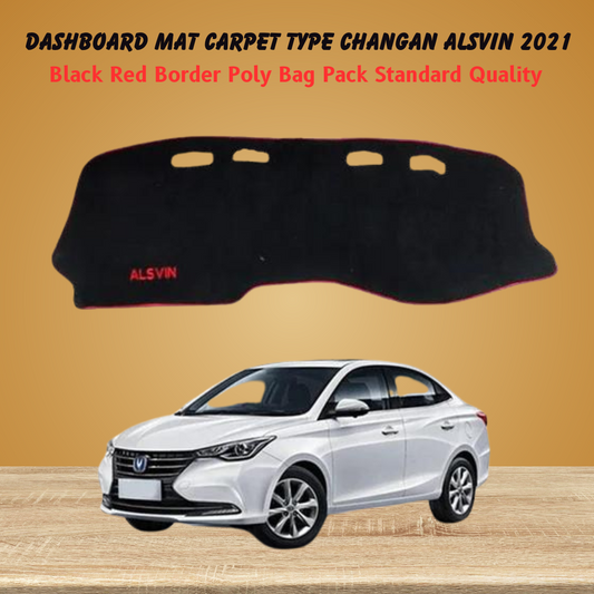 Dashboard Mat Carpet Type Changan Alsvin 2021 Black Red Border Poly Bag Pack   Standard Quality