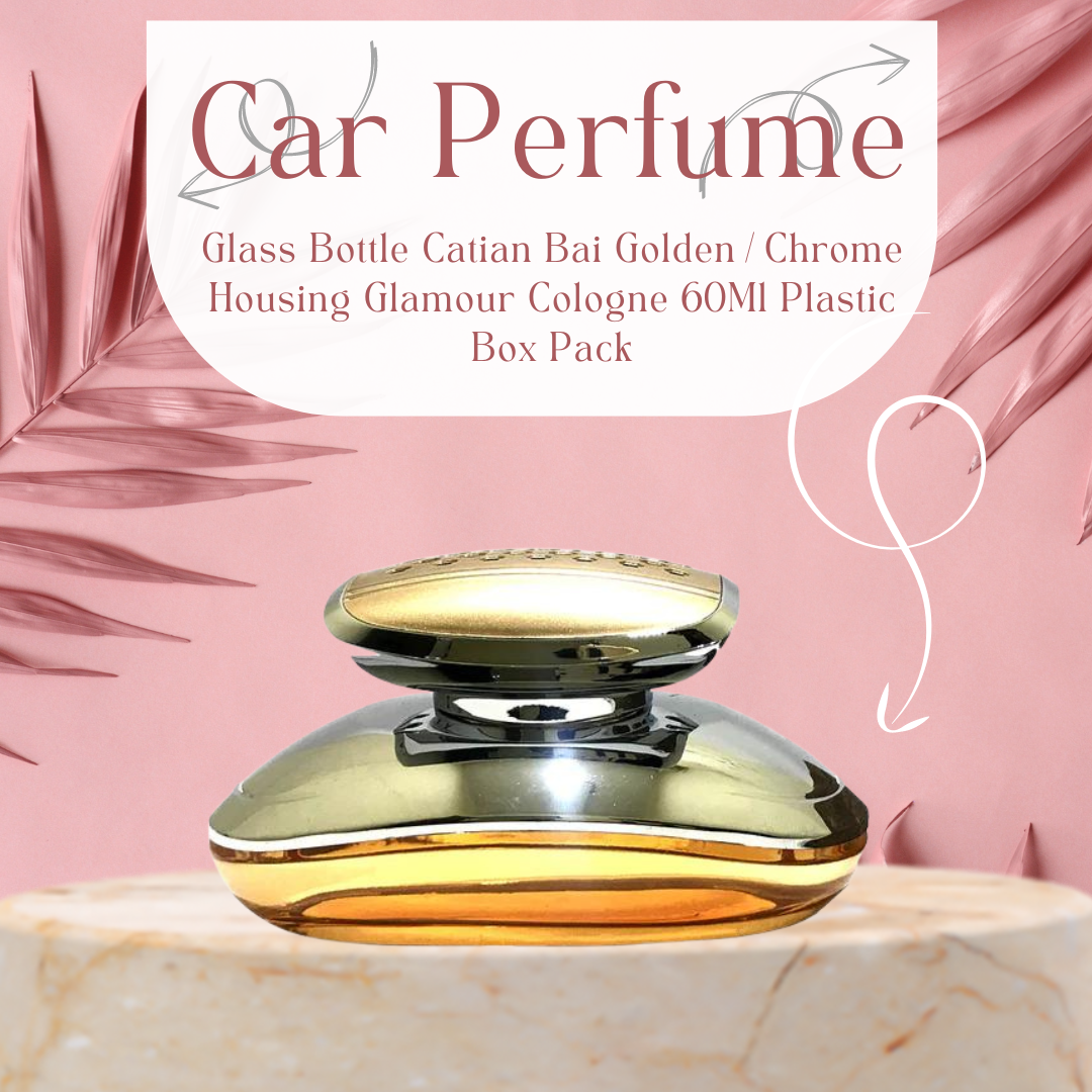 Car Perfume Glass Bottle Catian Bai Golden/Chrome Housing  Glamour Cologne  60Ml Plastic Box Pack  Fy-7319 (China)