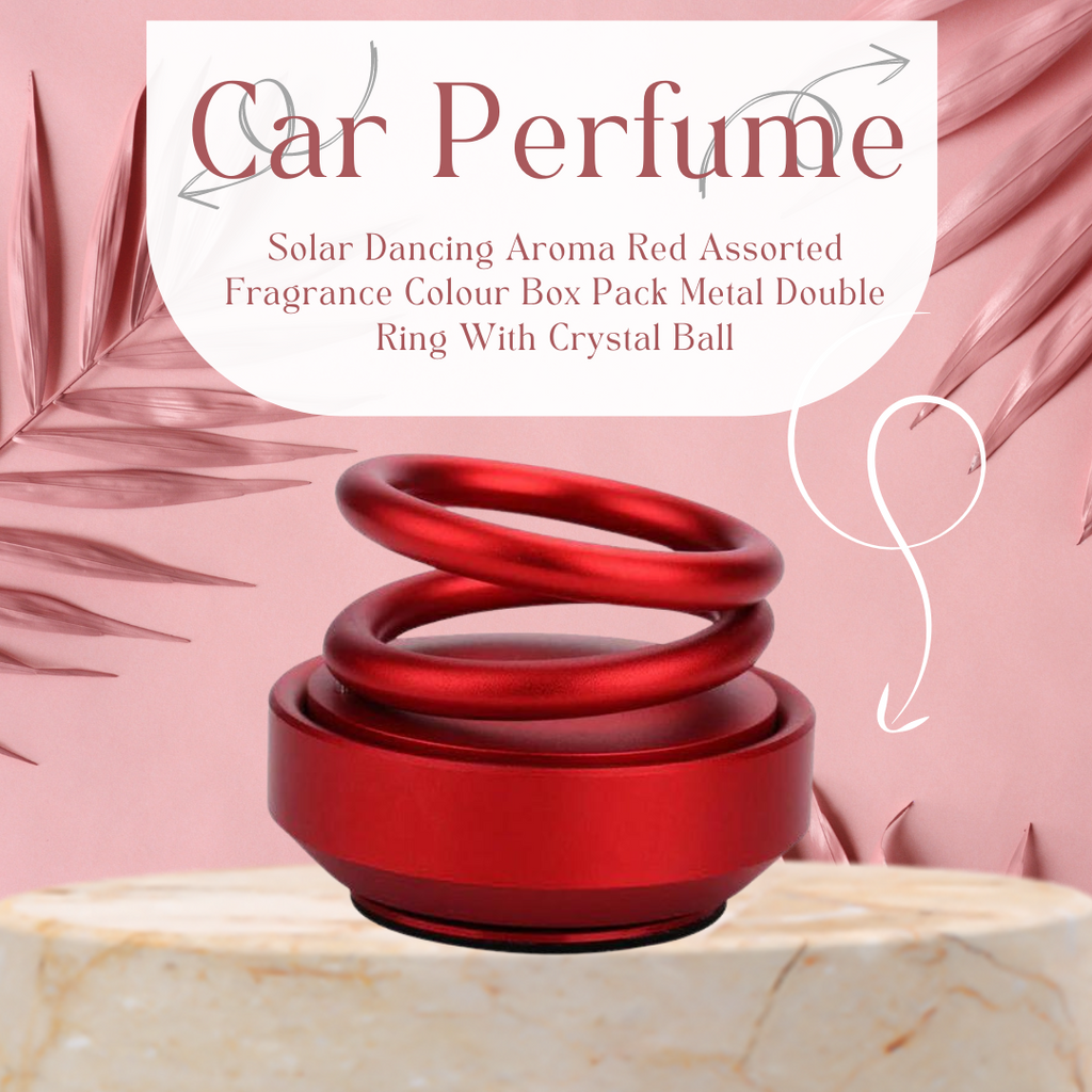 Car Perfume Solar Dancing Aroma Red Assorted Fragrance Colour Box Pack Metal Double Ring With Crystal Ball (China)