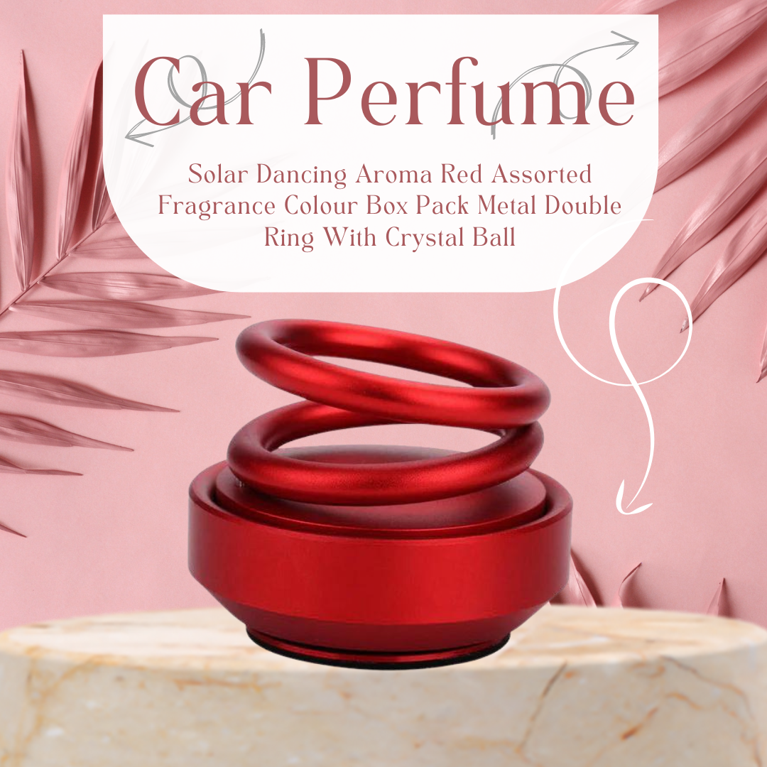 Car Perfume Solar Dancing Aroma Red  Assorted Fragrance   Colour Box Pack Metal Double Ring With Crystal Ball (China)