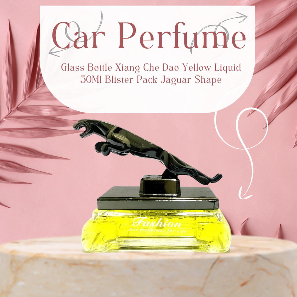 Car Perfume Glass Bottle Xiang Che Dao Yellow Liquid 50Ml Blister Pack Jaguar Shape Fy-7334 (China)
