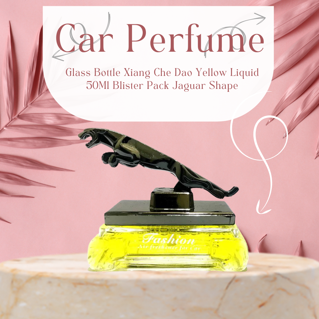 Car Perfume Glass Bottle Xiang Che Dao  Yellow Liquid  50Ml Blister Pack Jaguar Shape Fy-7334 (China)