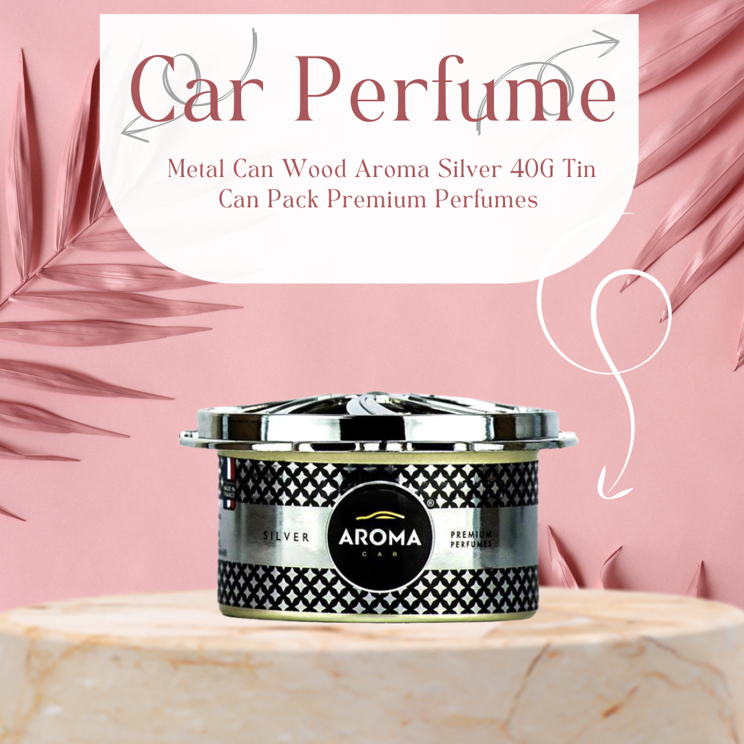 Car Perfume Metal Can Wood Aroma  Silver  40G Tin Can Pack Premium Perfumes S66755 (Eu)