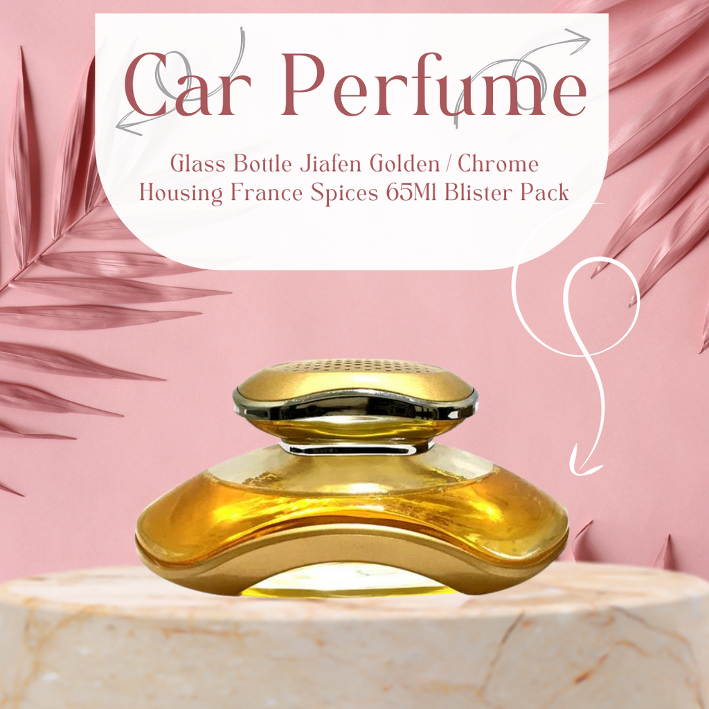 Car Perfume Glass Bottle Jiafen Golden/Chrome Housing France Spices 65Ml Blister Pack Fy-7335 (China)
