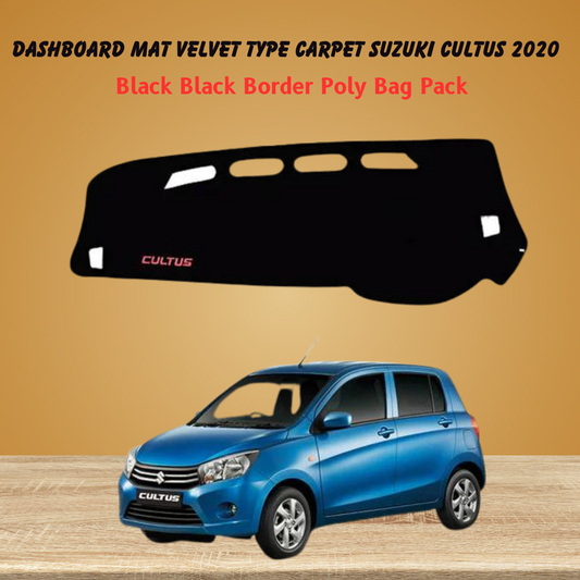 Dashboard Mat Velvet Type Carpet Suzuki Cultus 2020 Black Black Border Poly Bag Pack  (China) Executive Quality