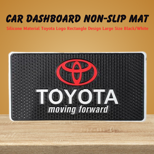 Car Dashboard Non-Slip Mat Silicone Material  Toyota Logo Rectangle Design Large Size Black/White (China)