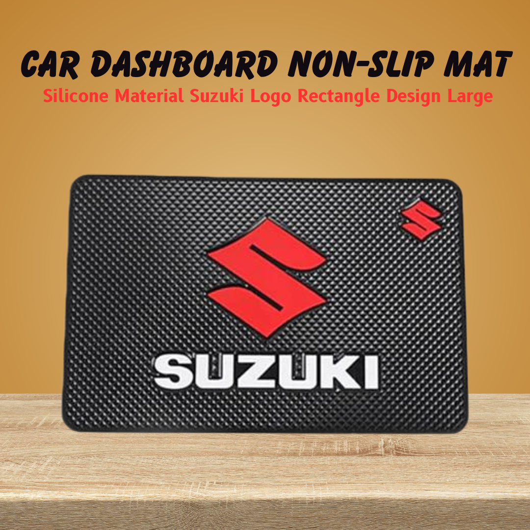 Car Dashboard Non-Slip Mat Silicone Material  Suzuki Logo Rectangle Design Large Size Black (China)