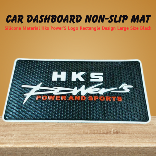 Car Dashboard Non-Slip Mat Silicone Material  Hks Power'S Logo Rectangle Design Large Size Black/White (China)