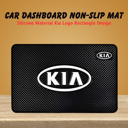 Car Dashboard Non-Slip Mat Silicone Material  Kia Logo Rectangle Design Large Size Black (China)