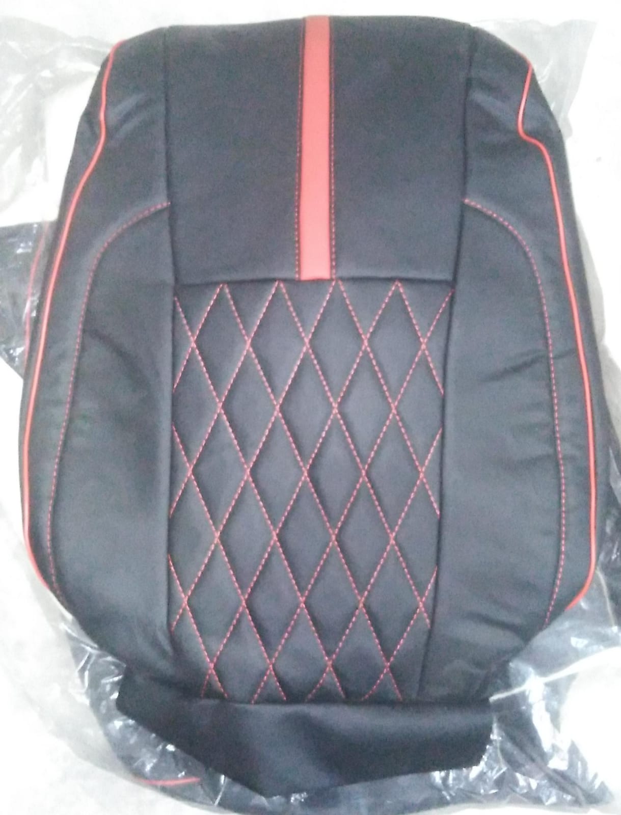 Auto Leather Type Seat Cover M/C Hockey Design Custom Fitting Toyota Corolla 2018 Black Colour Red Stitch 12 Pcs / Set