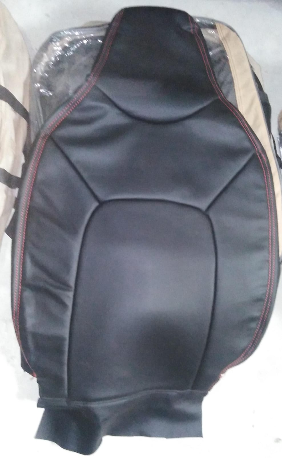 Auto Leather Type Seat Cover M/C Oem Design Custom Fitting Suzuki Cultus 2020 Black Colour Red Stitch 06 Pcs/Set