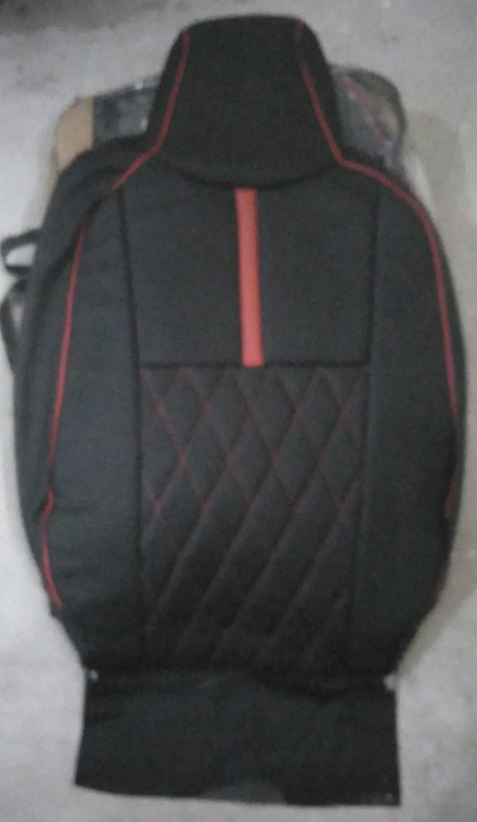 Auto Leather Type Seat Cover M/E Diamond Design Custom Fitting Suzuki Cultus 2020 Black Colour Red Stitch Red Border 06 Pcs/Set