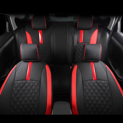 Auto Leather Type Seat Cover M/B Oem Design  Custom Fitting Honda Civic 2018 Black Colour Red Stitch  12 Pcs / Set