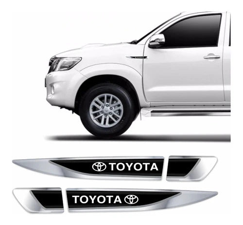 Car Universal Mono Metal Material Toyota Fender Logo Black/Chrome 02 Pcs/Pack Large Size Poly Bag Pack (China)