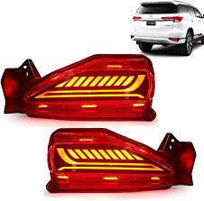 Car Rear Bumper Lamps Toyota Fortuner 2018 Oem Fitting Big Arrow Style Red Led 02 Pcs/Set Box Pack (China)