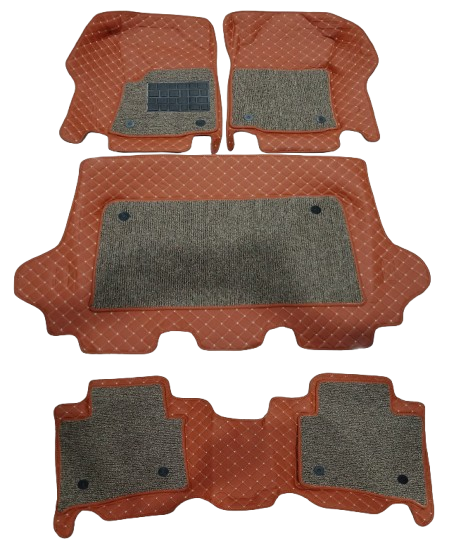 Car Floor Mat 9D Toyota Fortuner 2018 Brown Pvc Beige Stitch Beige/Brown Grass 04 Pcs/Set Premium Quality (China)