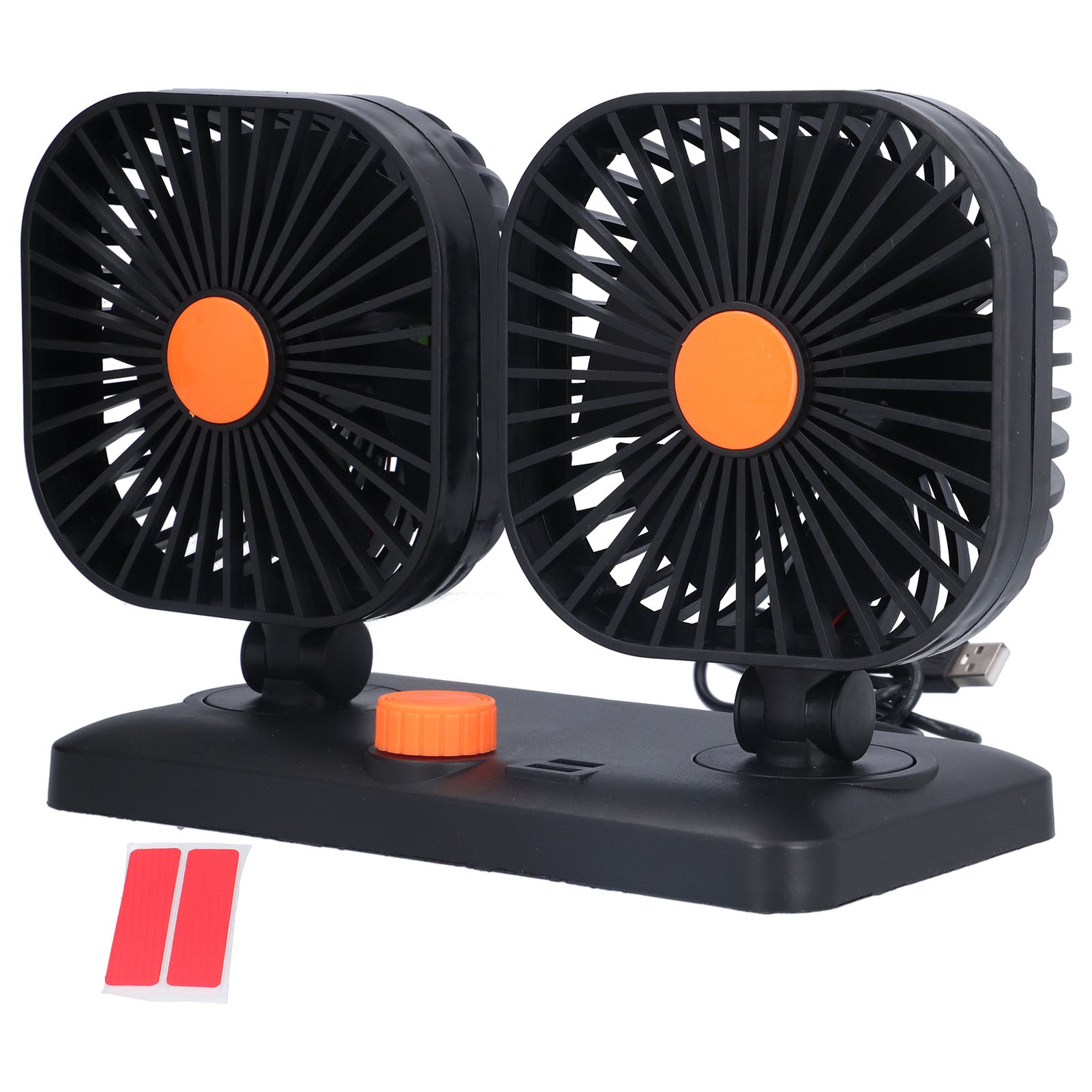 Car Fan Double Head 5" Plastic Housing Black Housing W/Rotating Function Double Speed Portable Fitting Box Pack Fy-2211 (China)