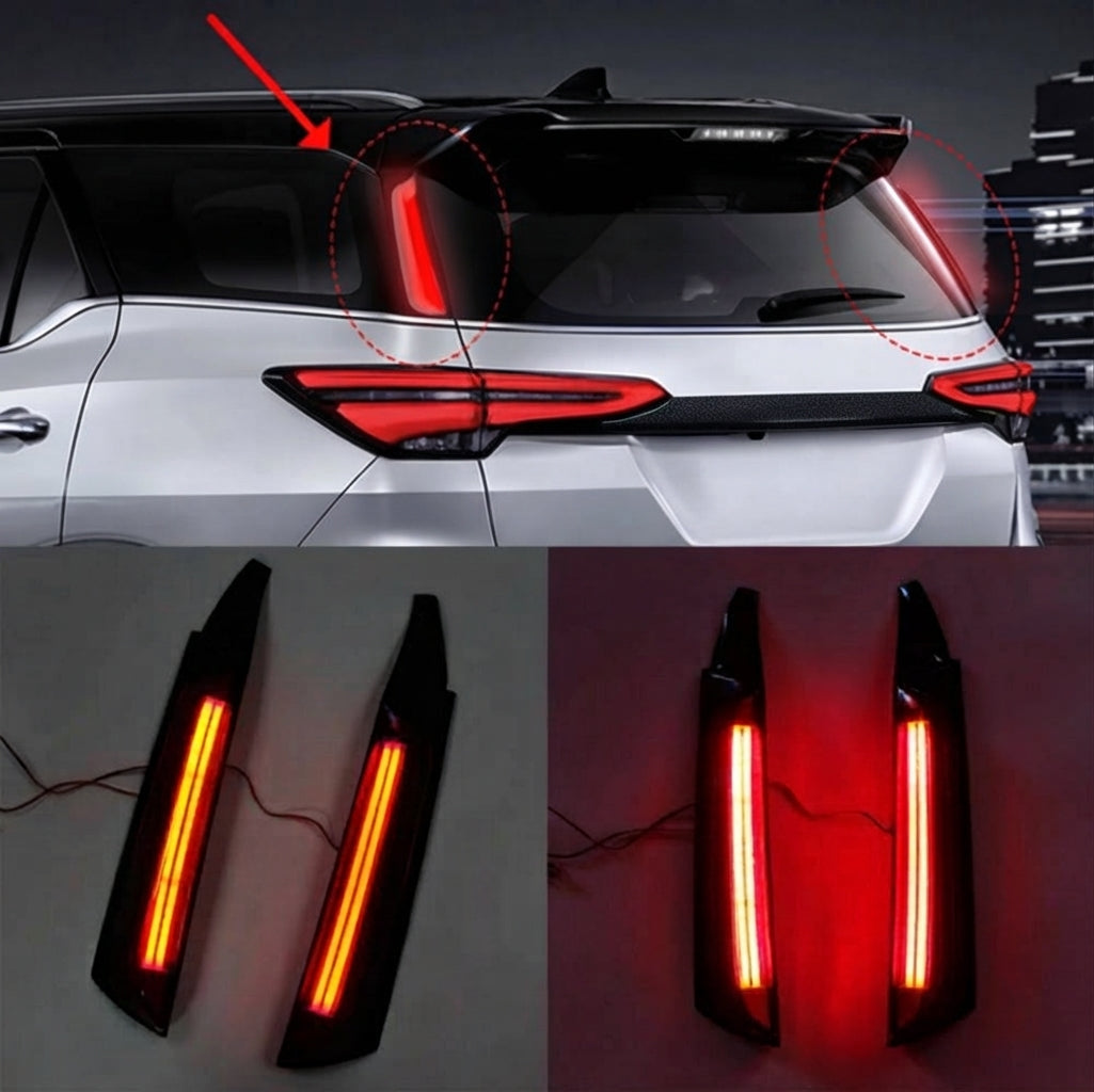 Car Trunk Pillar Arm Light Toyota Fortuner 2018 Oem Fitting Lava Design Clear Lens Red Led 02 Pcs/Set Box Pack (China)