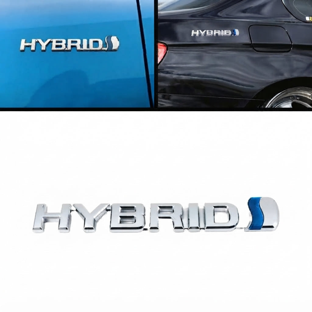 Car Universal Mono Metal Material Hybrid Logo Chrome/Blue 01 Pc/Pack Large Size Poly Bag Pack (China)