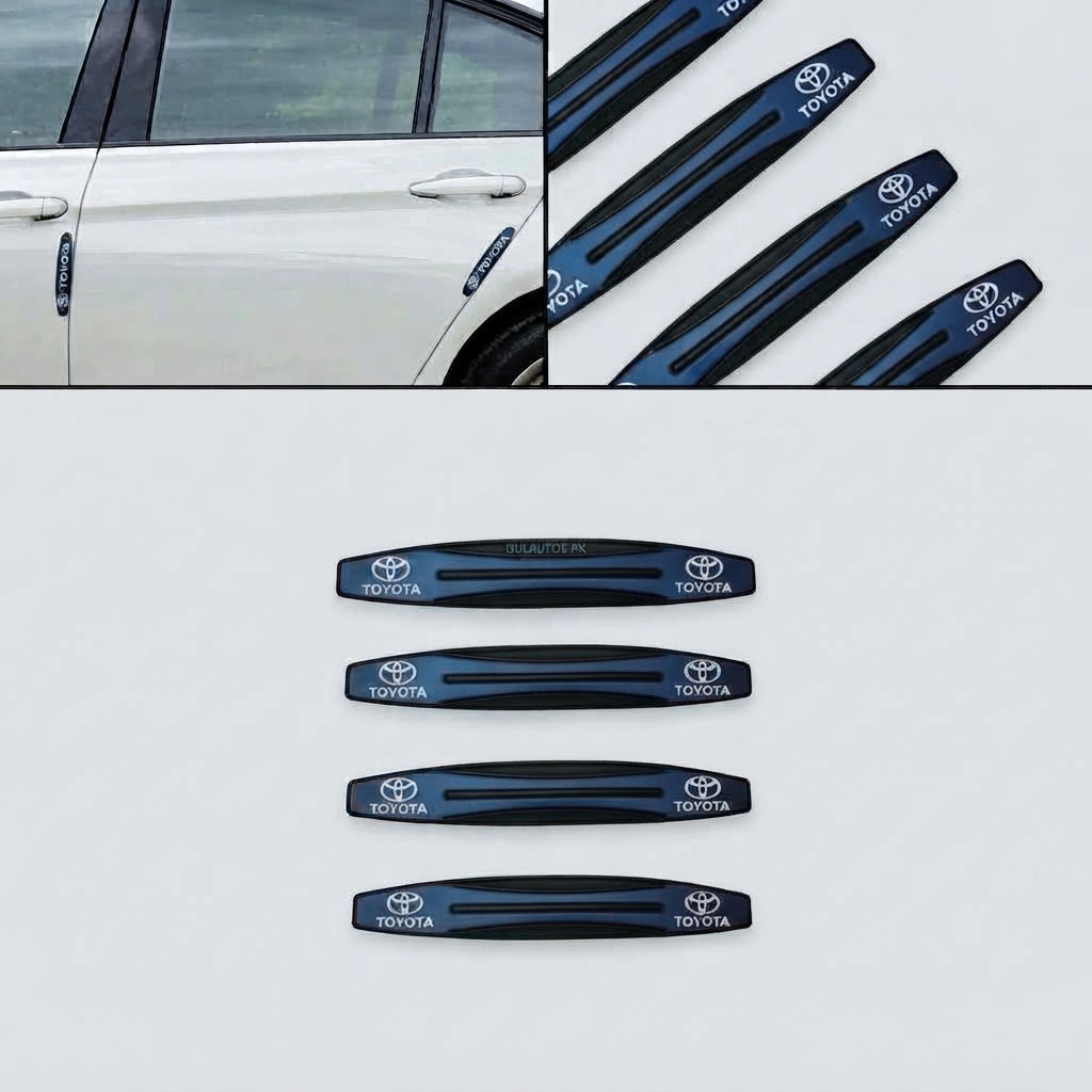 Car Door Anti-Scratch Guards Silicone Material Toyota Logo 04 Pcs/Set Blister Pack Blue (China)