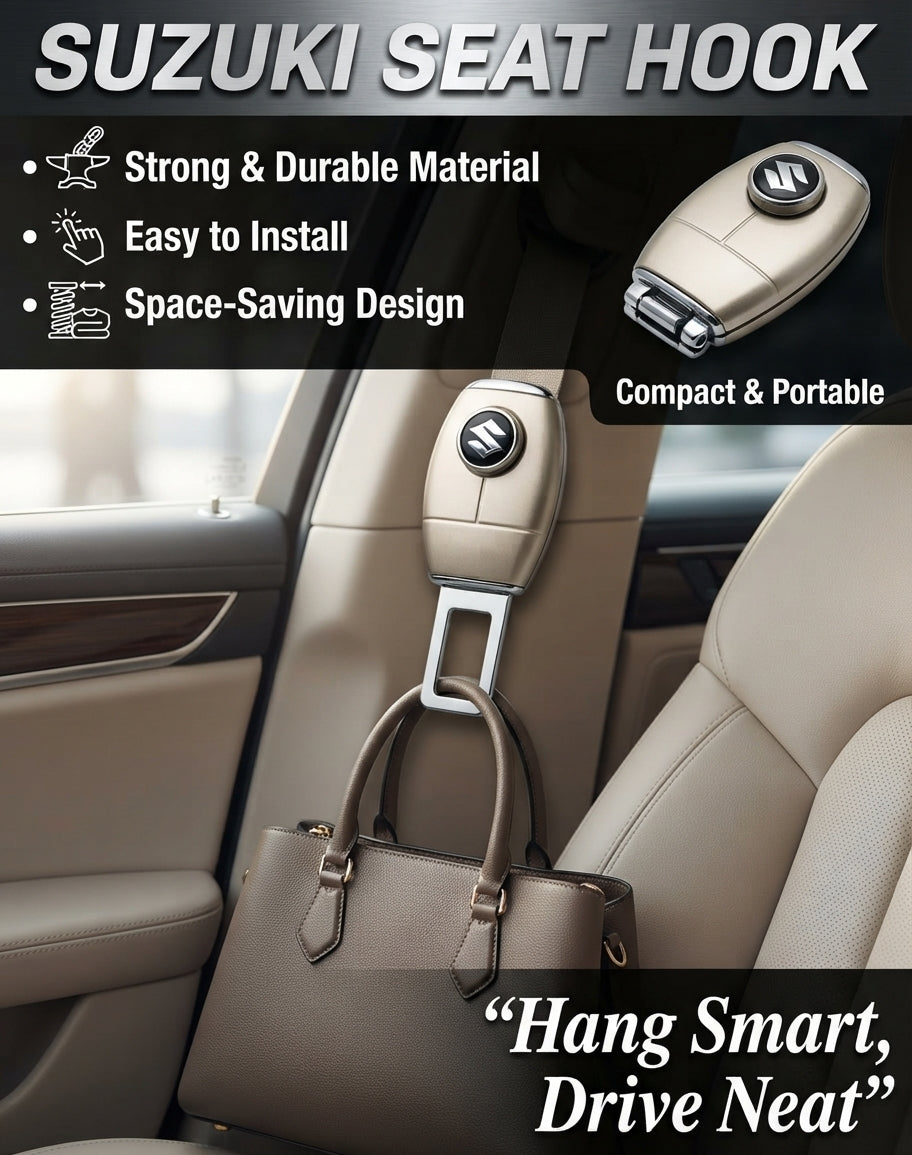 Seat Belt Hook Metal Material Suzuki Logo 01 Pc/Pack With Button Poly Bag Pack (China)