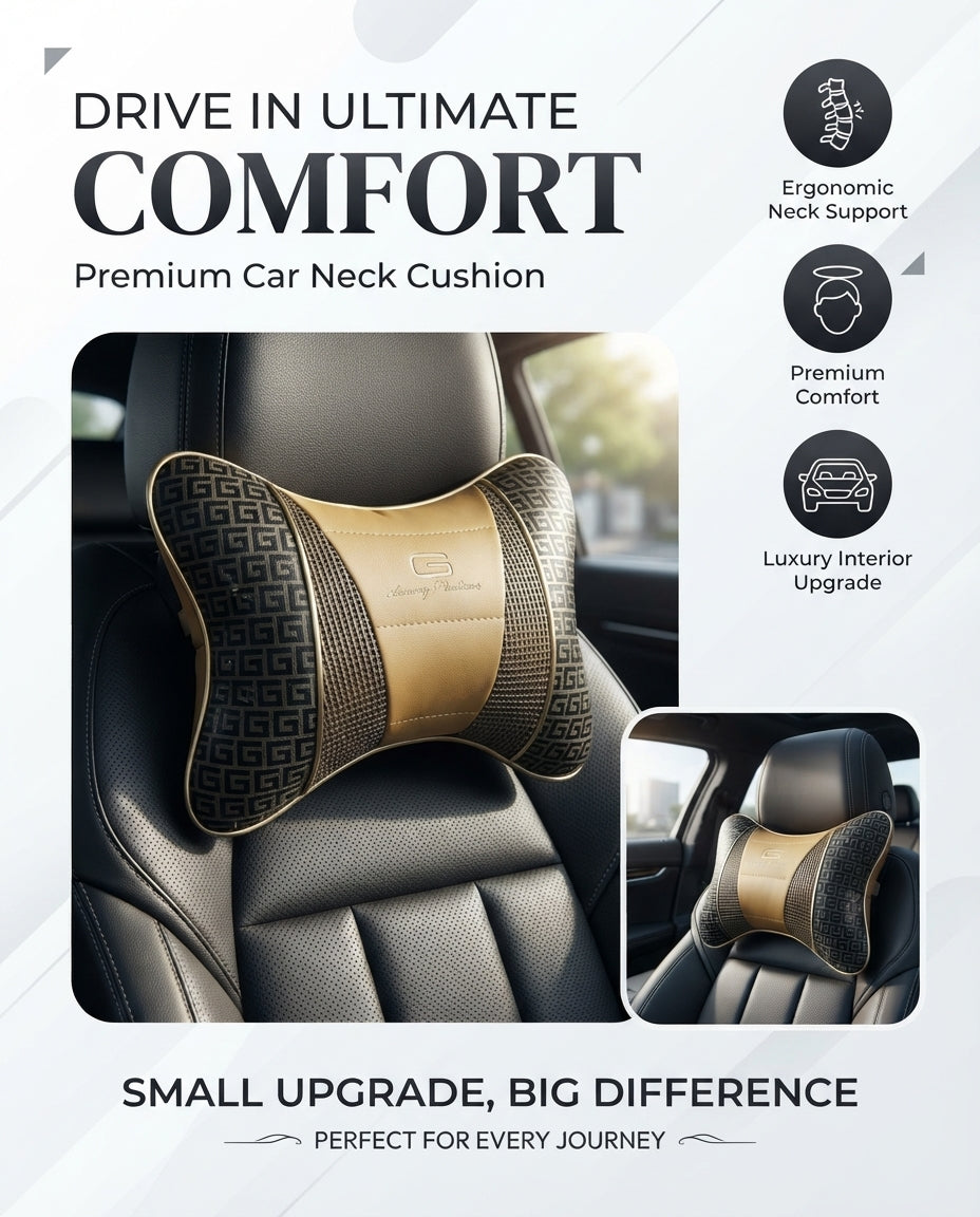 Car Neck Rest Cushions Fabric Material 02 Pcs/Set Beige/Brown Poly Bag Pack Versace Fy-4921 (China)